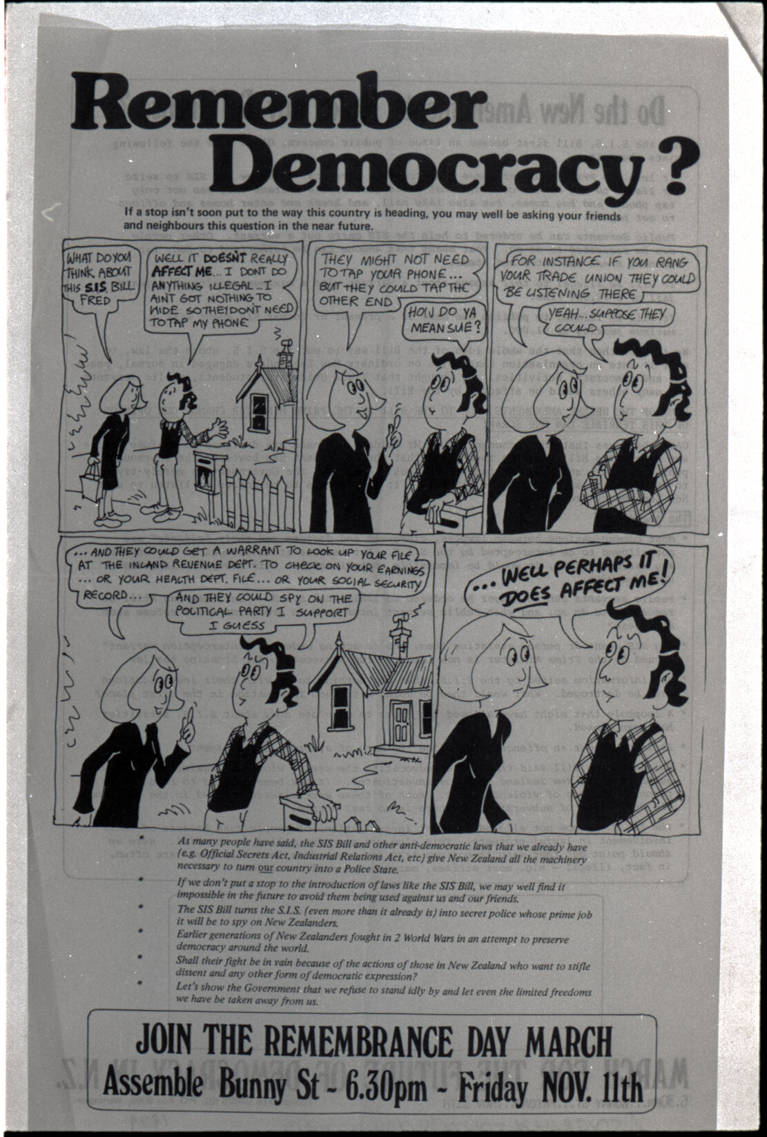 Copy: Abortion, Apartheid, Unions, Nuclear (posters, handouts, protests)