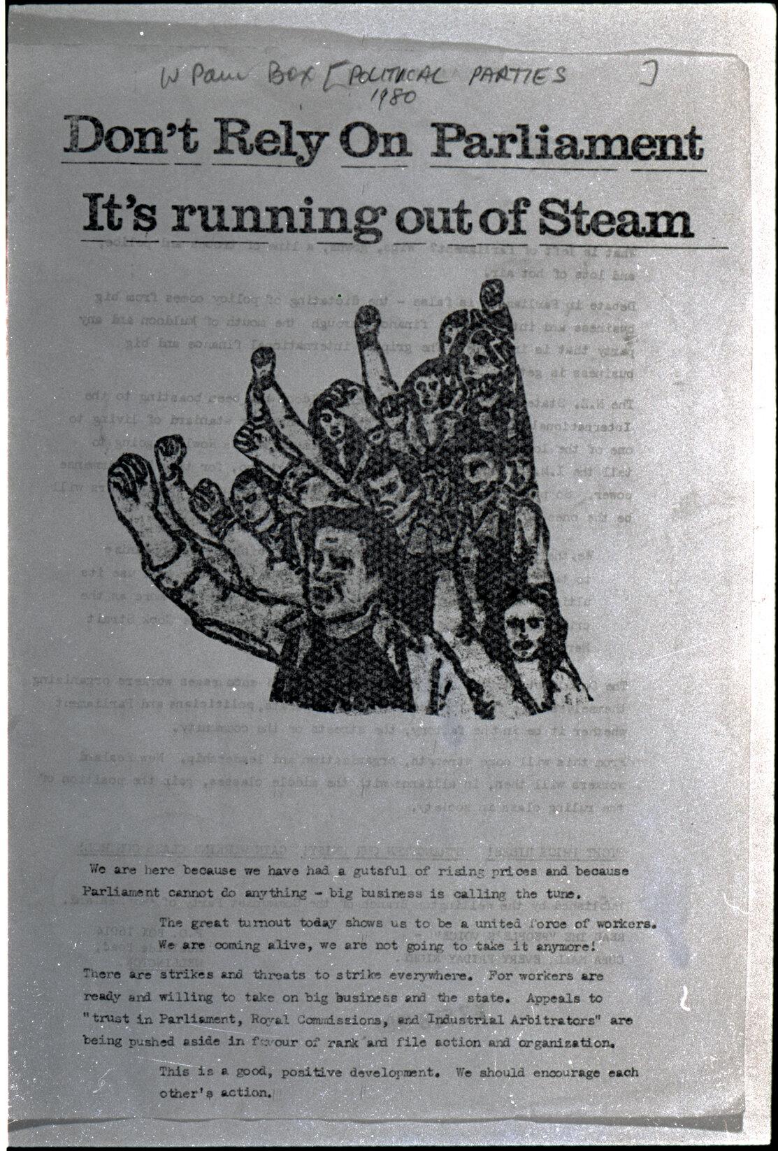 Copy: Abortion, Apartheid, Unions, Nuclear (posters, handouts, protests)