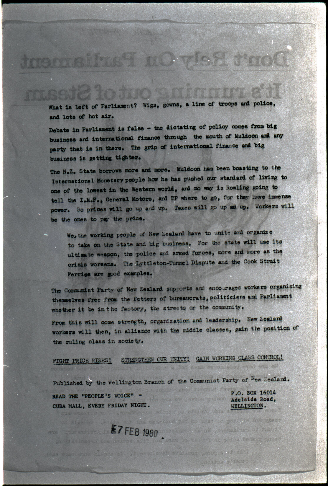 Copy: Abortion, Apartheid, Unions, Nuclear (posters, handouts, protests)