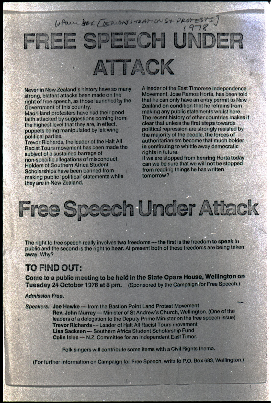 Copy: Abortion, Apartheid, Unions, Nuclear (posters, handouts, protests)