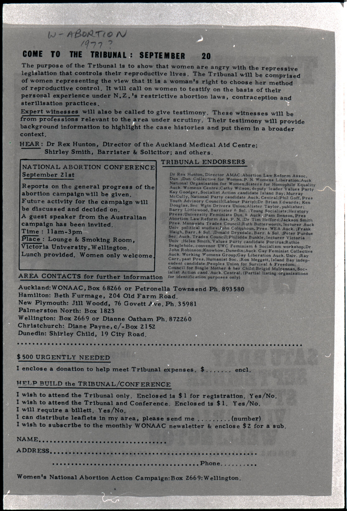 Copy: Abortion, Apartheid, Unions, Nuclear (posters, handouts, protests)