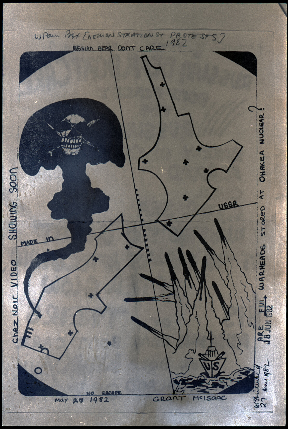 Copy: Abortion, Apartheid, Unions, Nuclear (posters, handouts, protests)