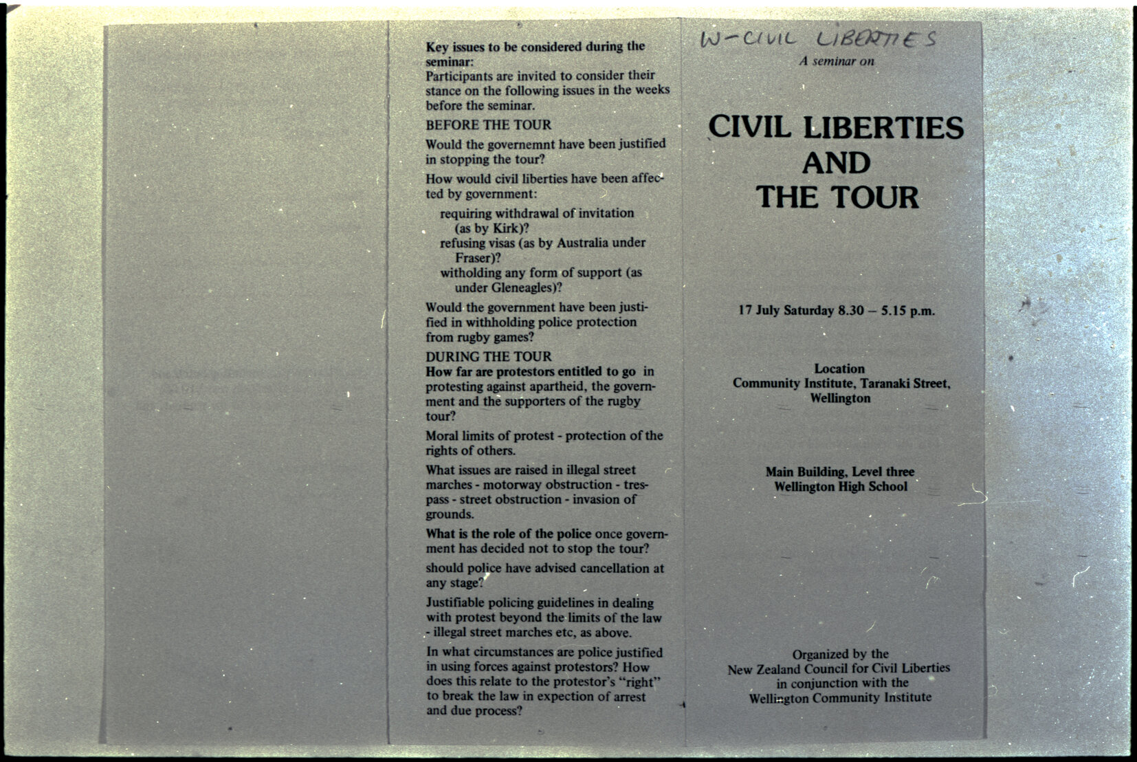 Copy: Abortion, Apartheid, Unions, Nuclear (posters, handouts, protests)