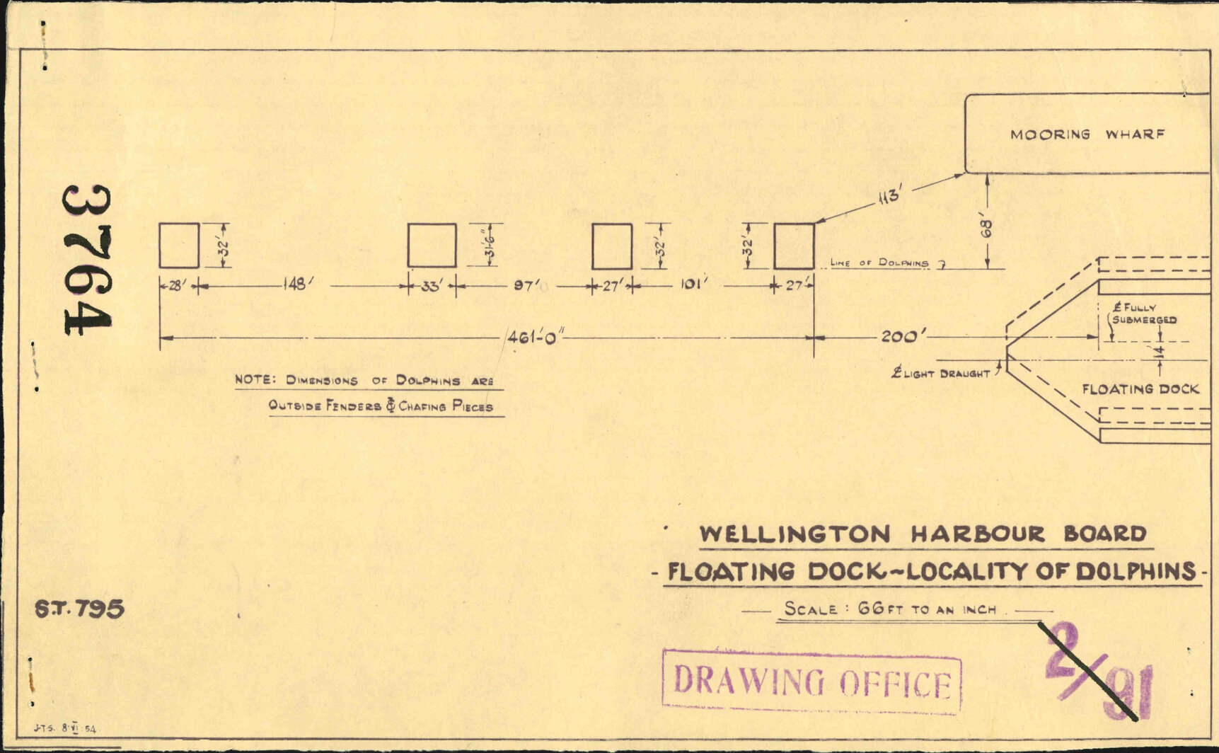 Plan of Dock site showing Dock Moorings (final)