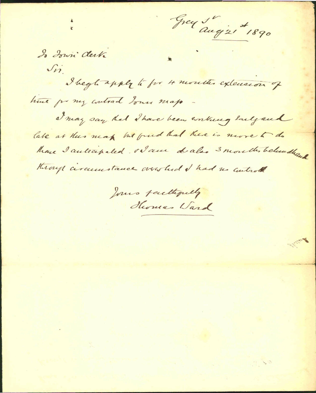 Asking for extension of time for completion of map - Thomas Ward