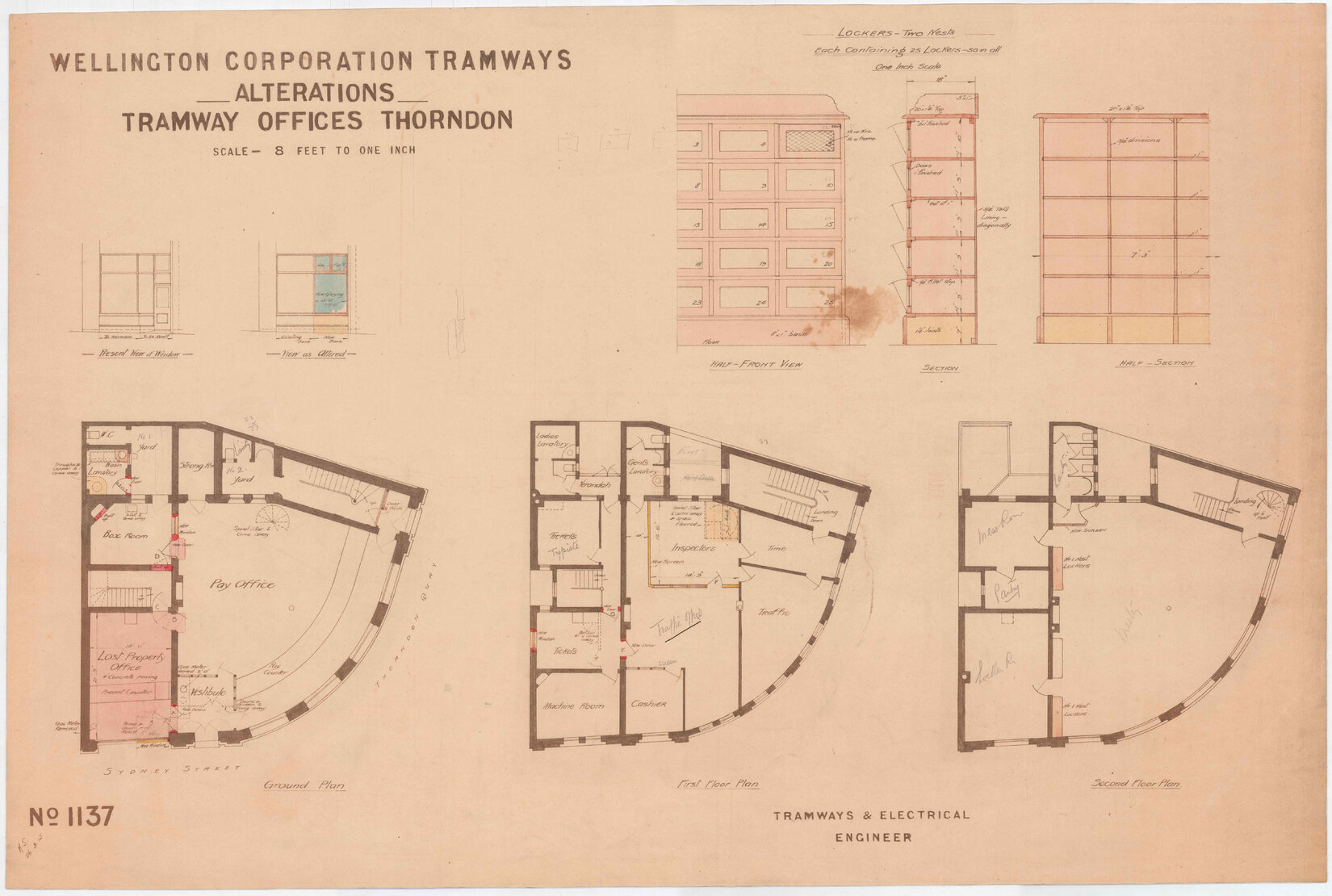 Wellington City Tramways, alterations to Tramway Offices, Thorndon