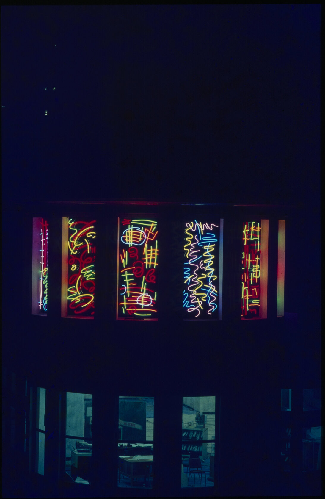 Whipping in the Wind artwork at night