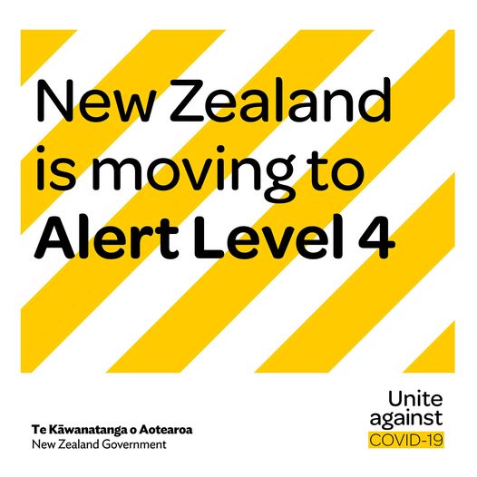 Unite against COVID-19, Facebook post, New Zealand to move to Alert Level 4