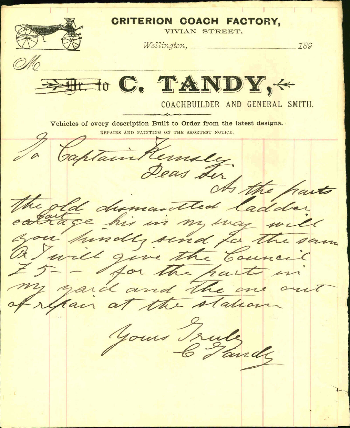 Offer for old carts, Fire Brigade - C Tandy