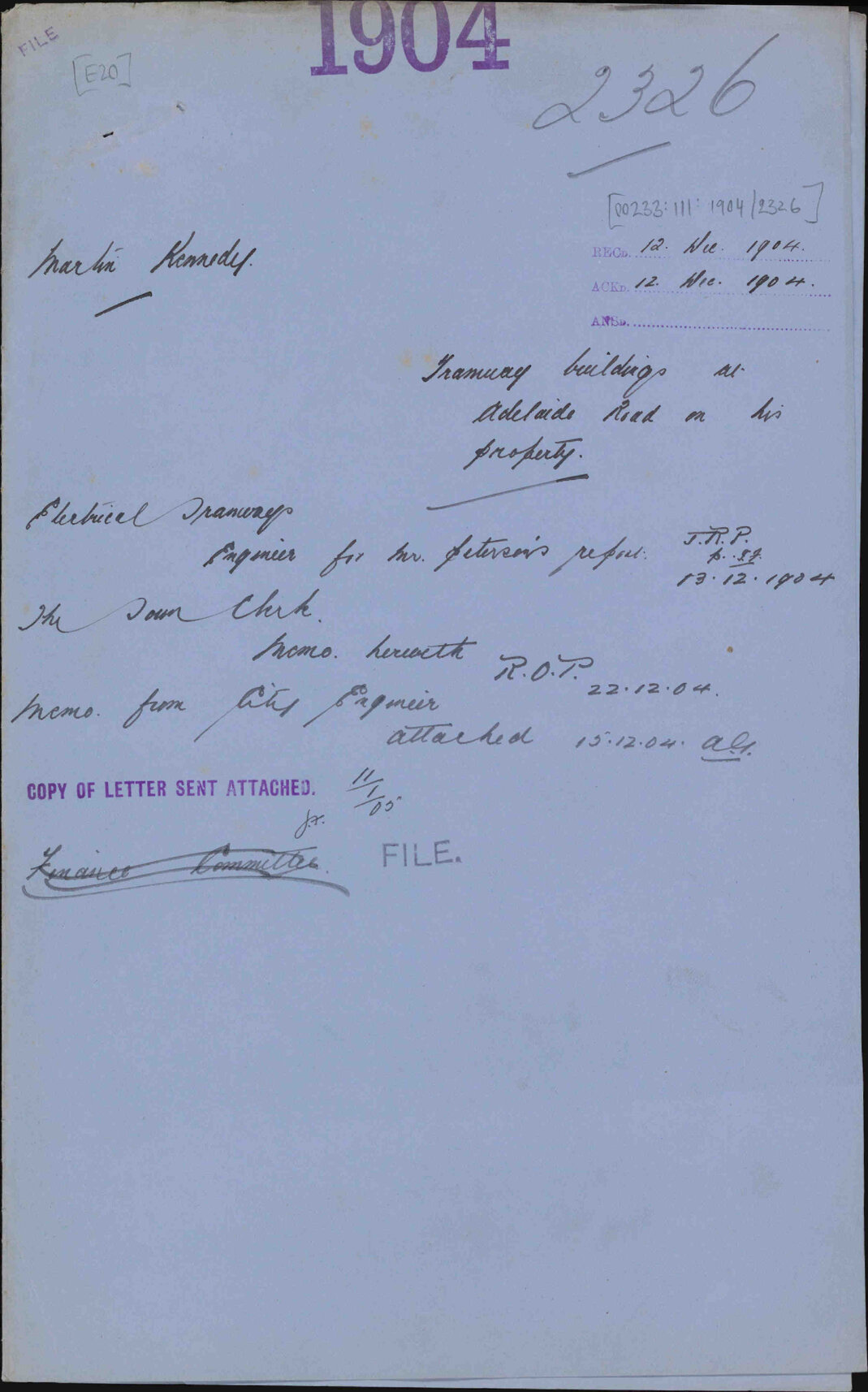 Tramway buildings at Adelaide Road on his property - Martin Kennedy