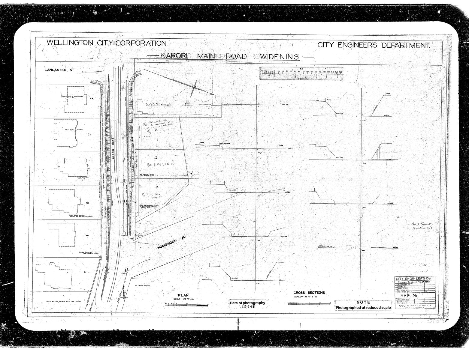 Karori Main Road Widening, near Lancaster Street, Plan and Sections
