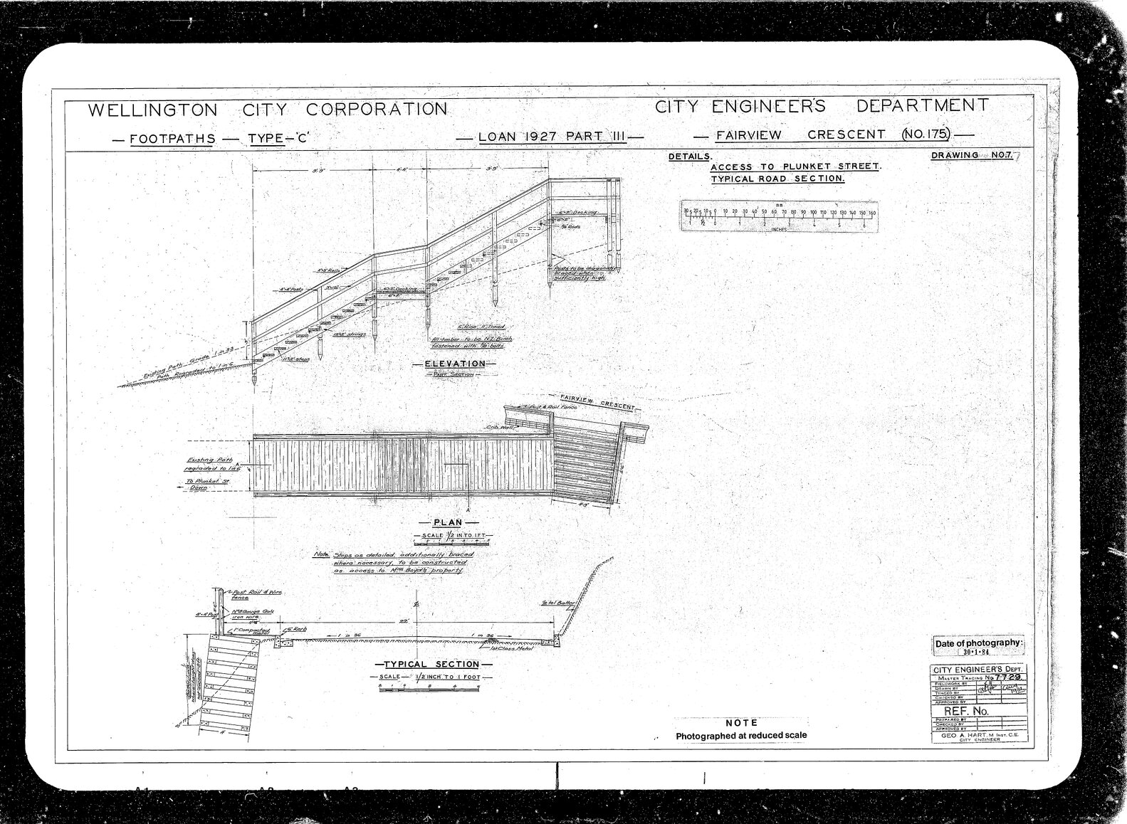 Fairview Crescent, typical section and access to Plunket Street