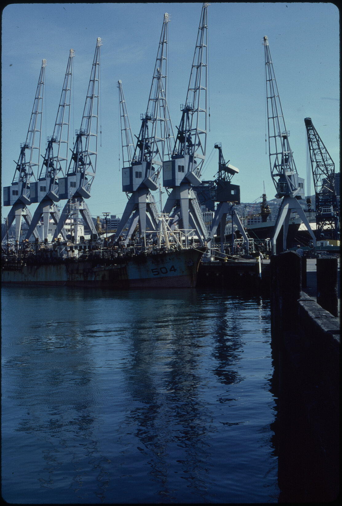 Cranes, harbour and wharf area