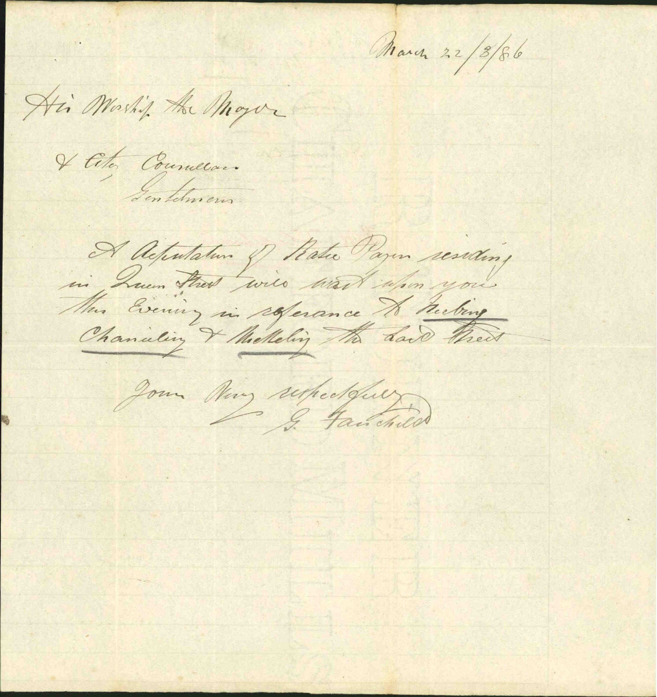 Deputation as to Queen Street - G Fairchild