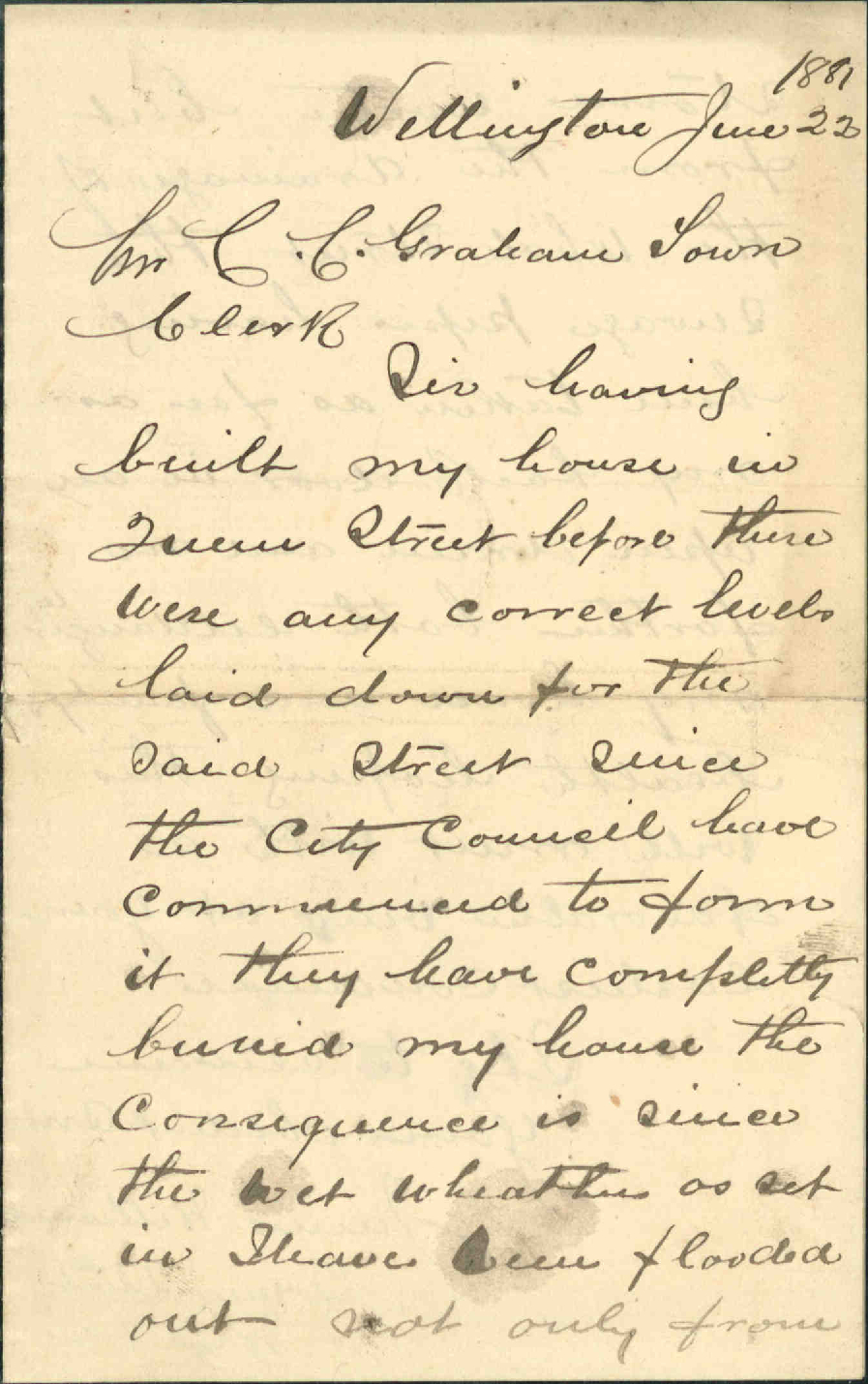 James Williamson, complaint regarding drain in Queen Street