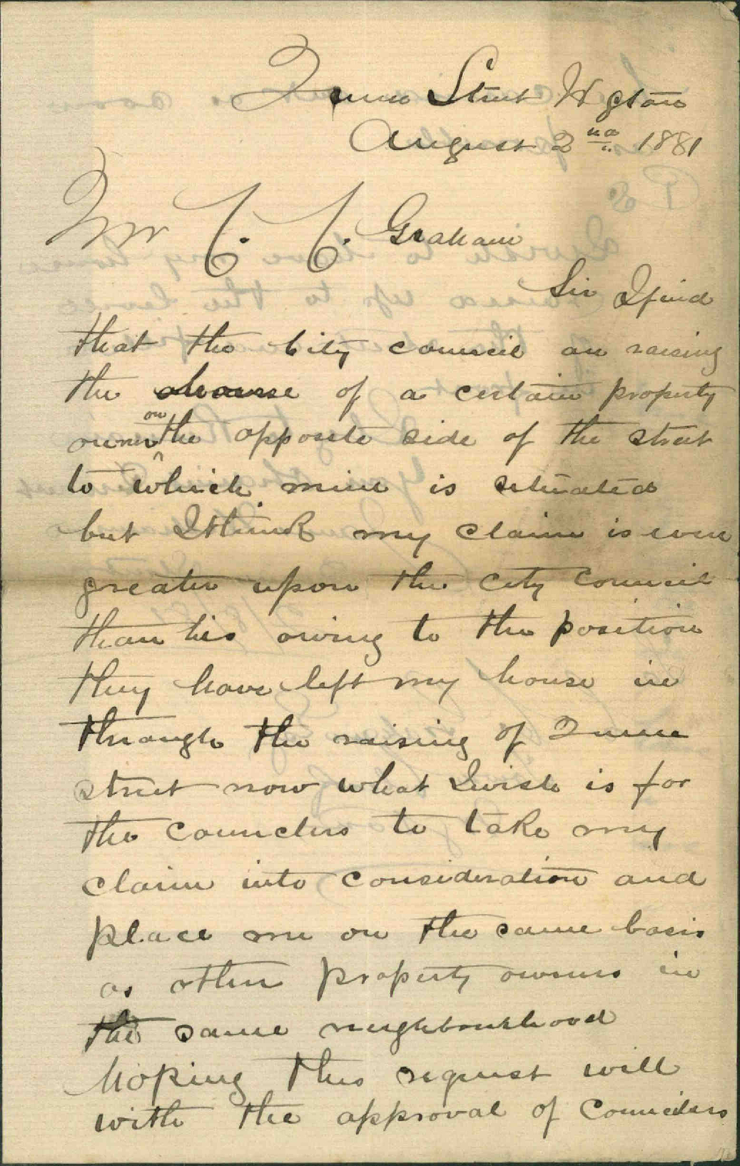 James Williamson, application regarding street formation in Queen Street