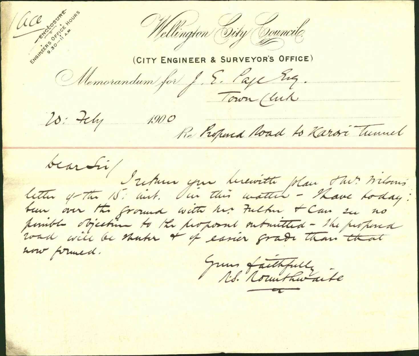 Proposed road to Karori - Kelburne and Karori Tramway Company