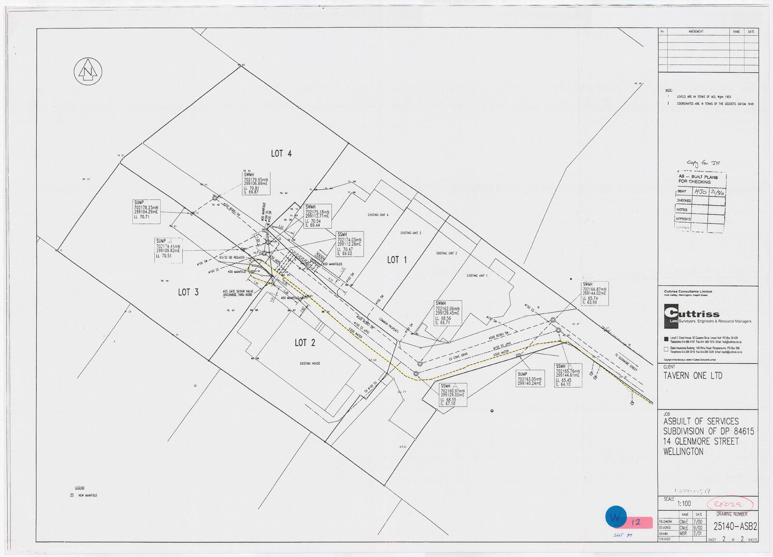 Asbuilt of Services Subdivison of DP 84615.