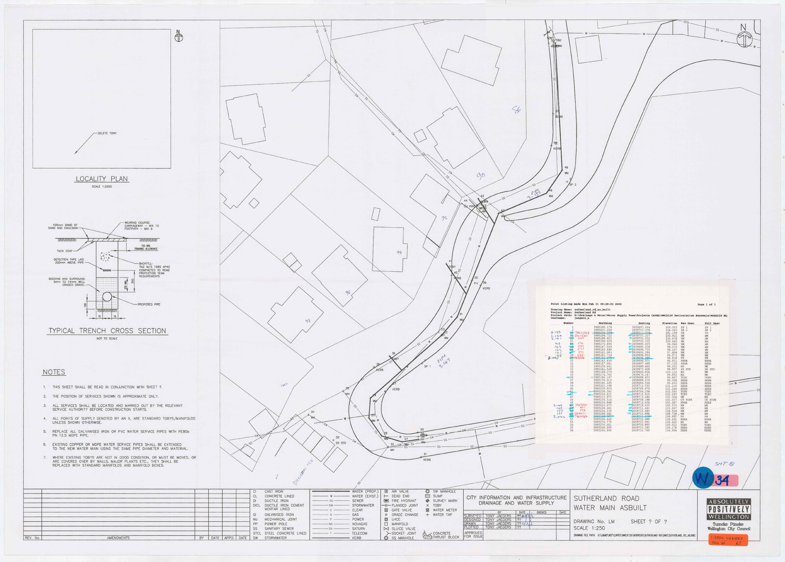 Sutherland Road Water Main Asbuilt