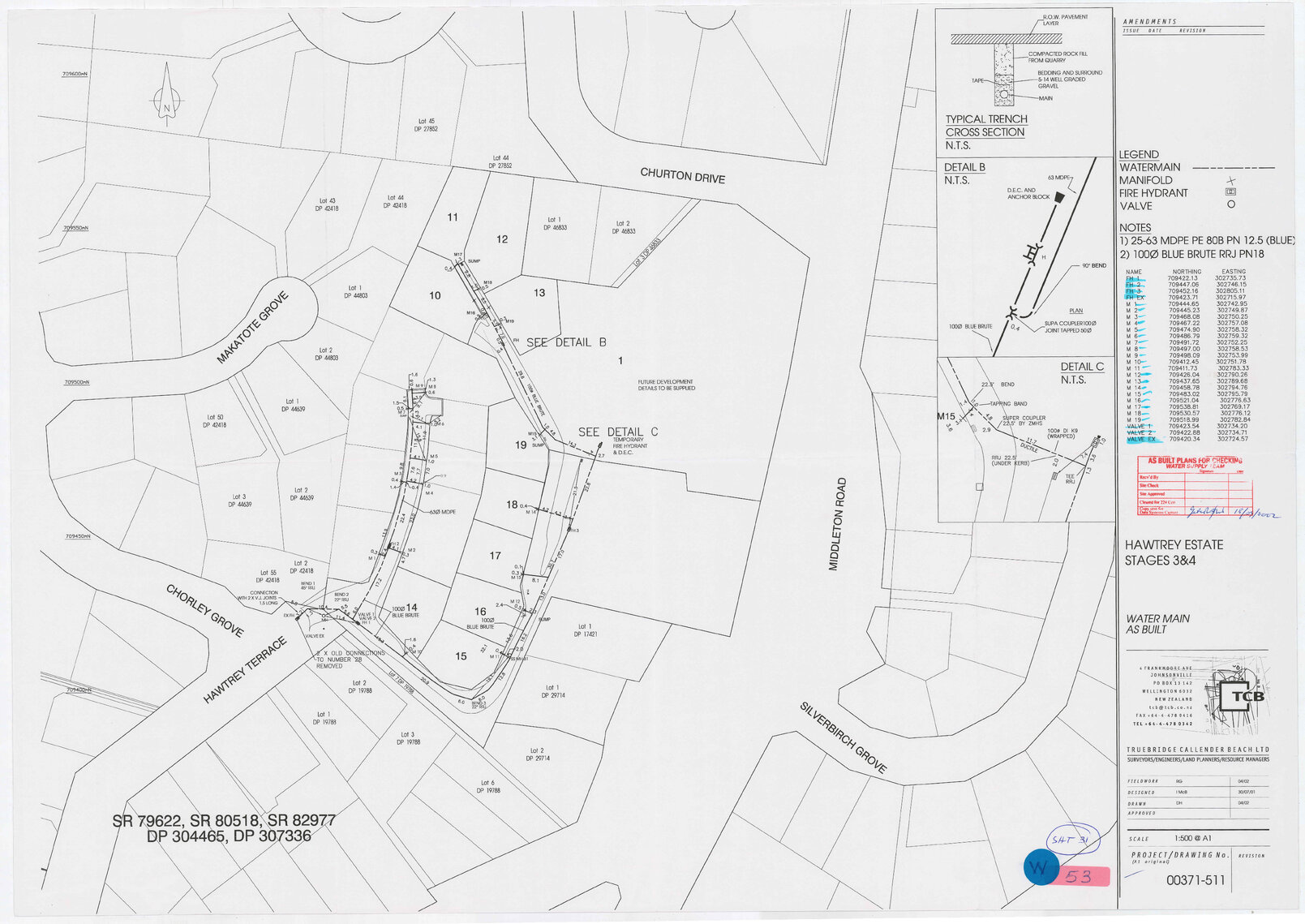Hawtrey Estate Stages 3 &amp; 4 Water Main AS Built