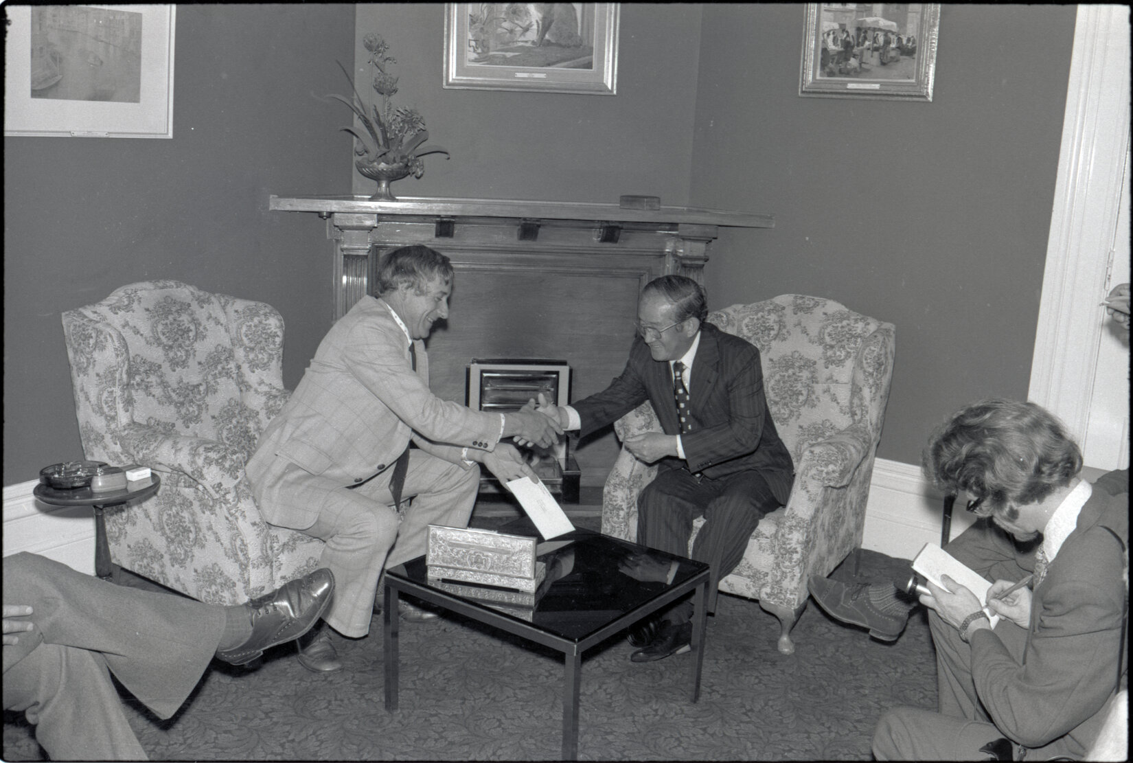 Presentation of $6,000 cheque by Korean Ambassador to Operation Waterloo (fundraising activity for MFC) Mayor Fowler, Councillor B F O'Brien, His Excellency Mr Choon Hee Kang and Councillors I W Lawrence