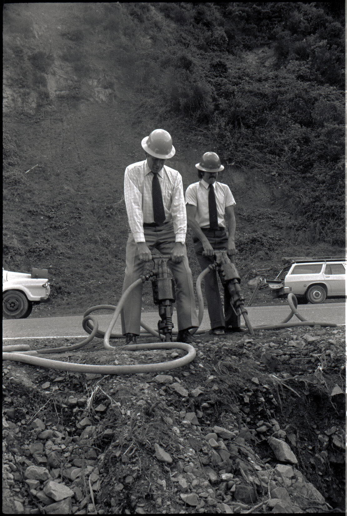 Mayor Fowler, Councillor Shand, break new ground, drainage tunnel