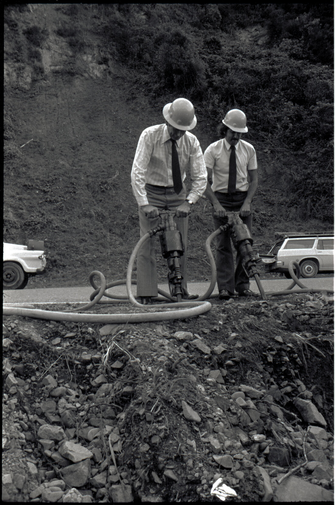 Mayor Fowler, Councillor Shand, break new ground, drainage tunnel