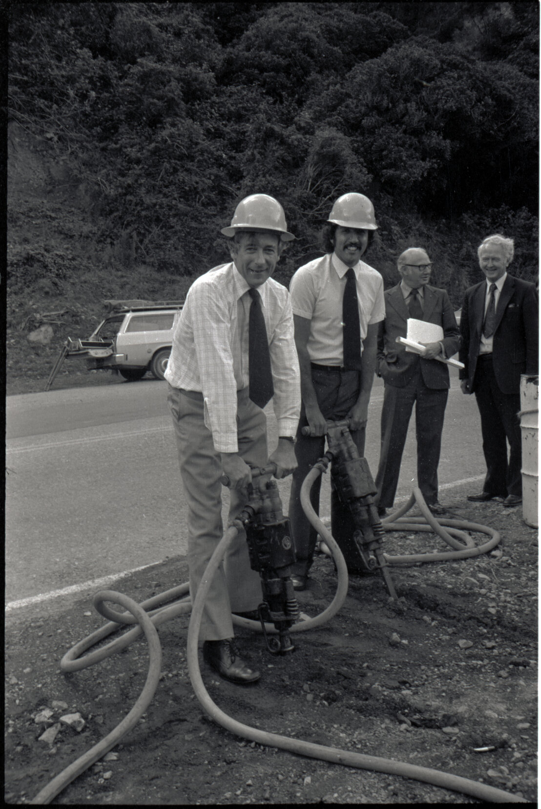 Mayor Fowler, Councillor Shand, break new ground, drainage tunnel