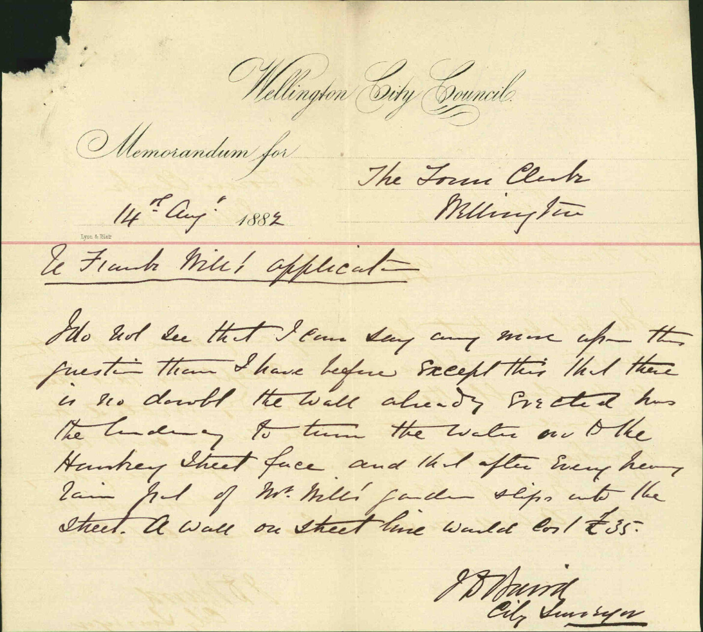 Further regarding retaining wall in Hankey Street - Frank Willis