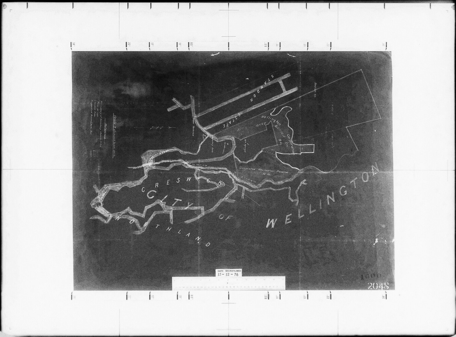 Karori Cemetery and adjoining districts with site of proposed recreation reserve for Northland
