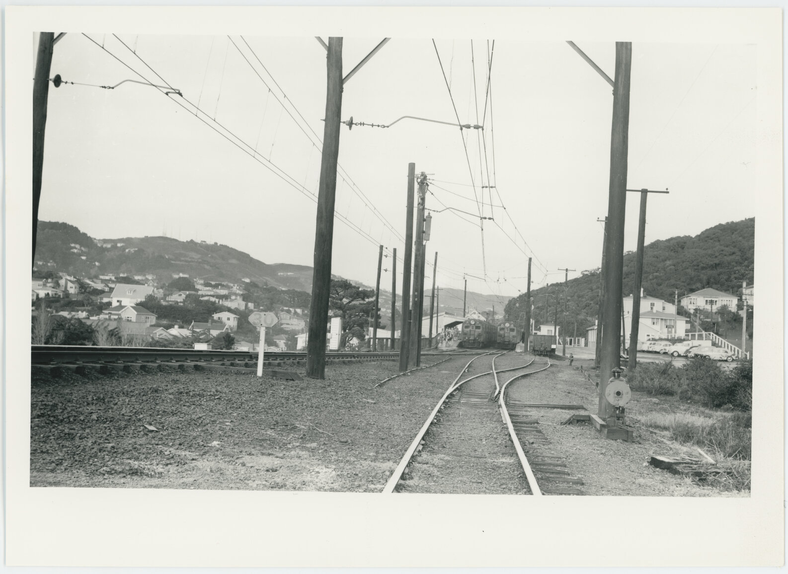 Trains at Ngaio Railway Station, view from north backshunt