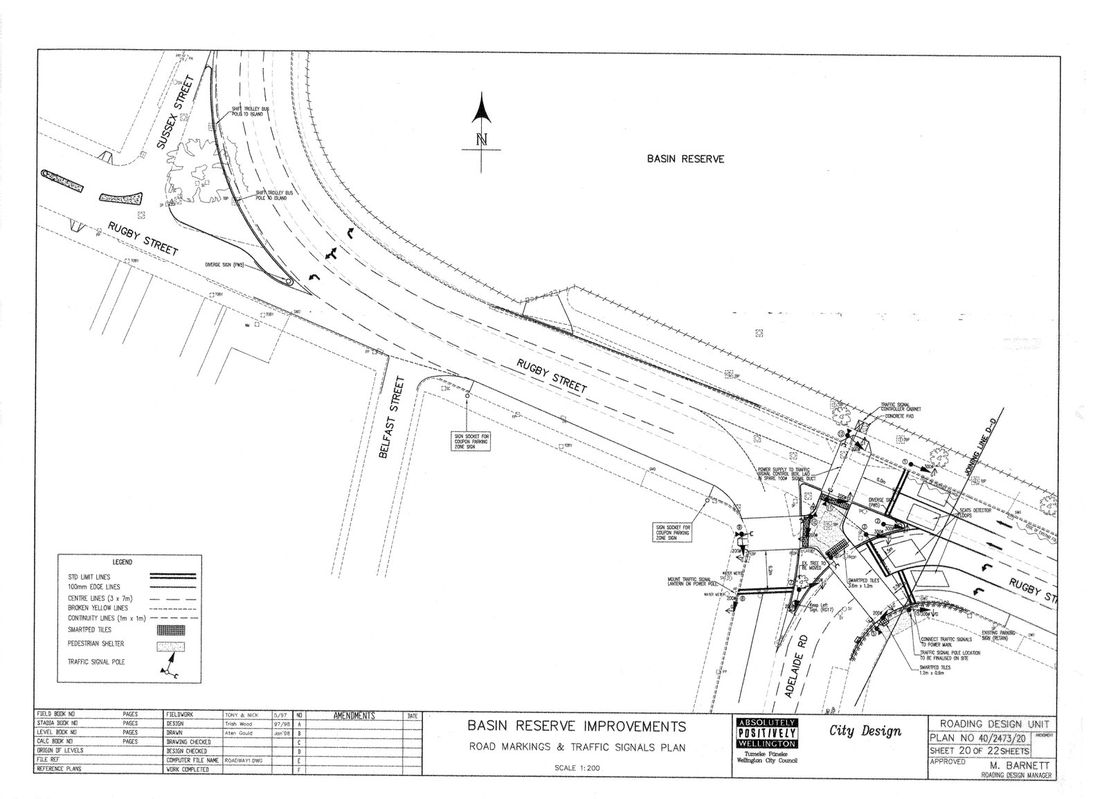 Basin Reserve Improvements, sheet index