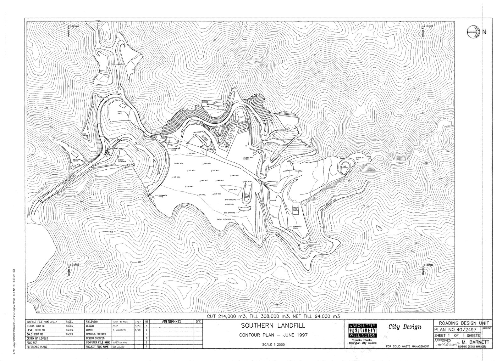 Southern Landfill, Contour Plan, June 1997