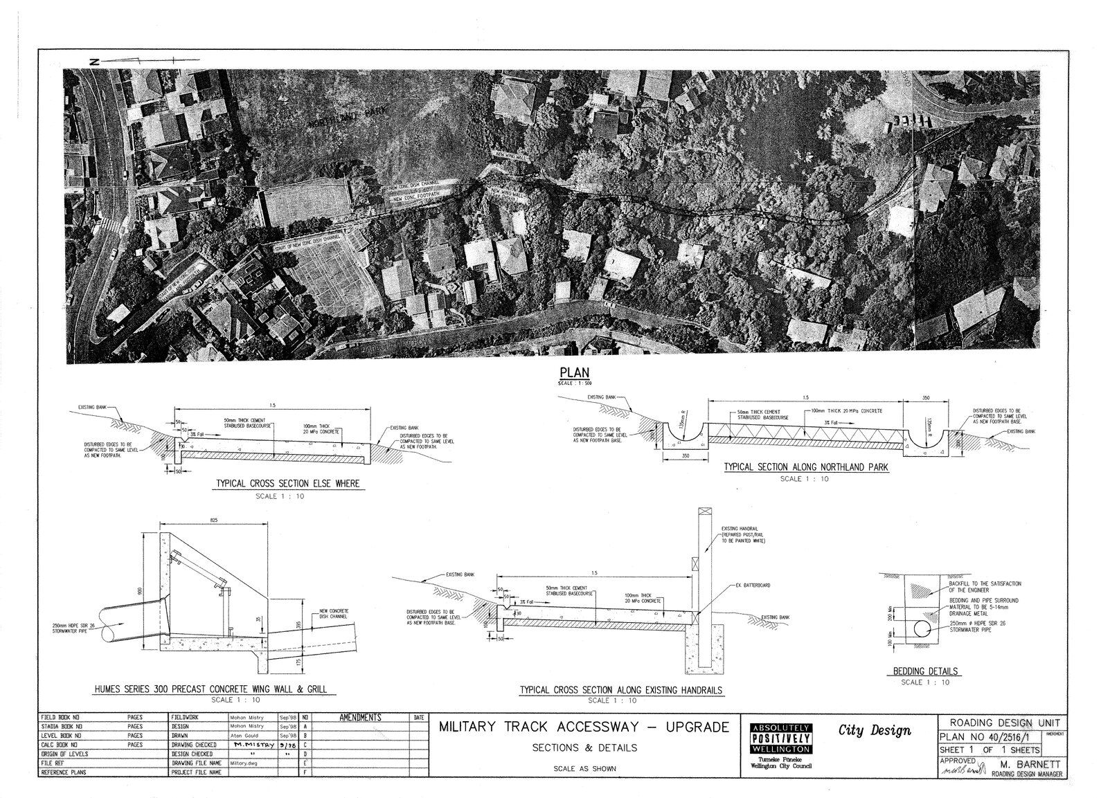 Military Track accessway upgrade, sections and details
