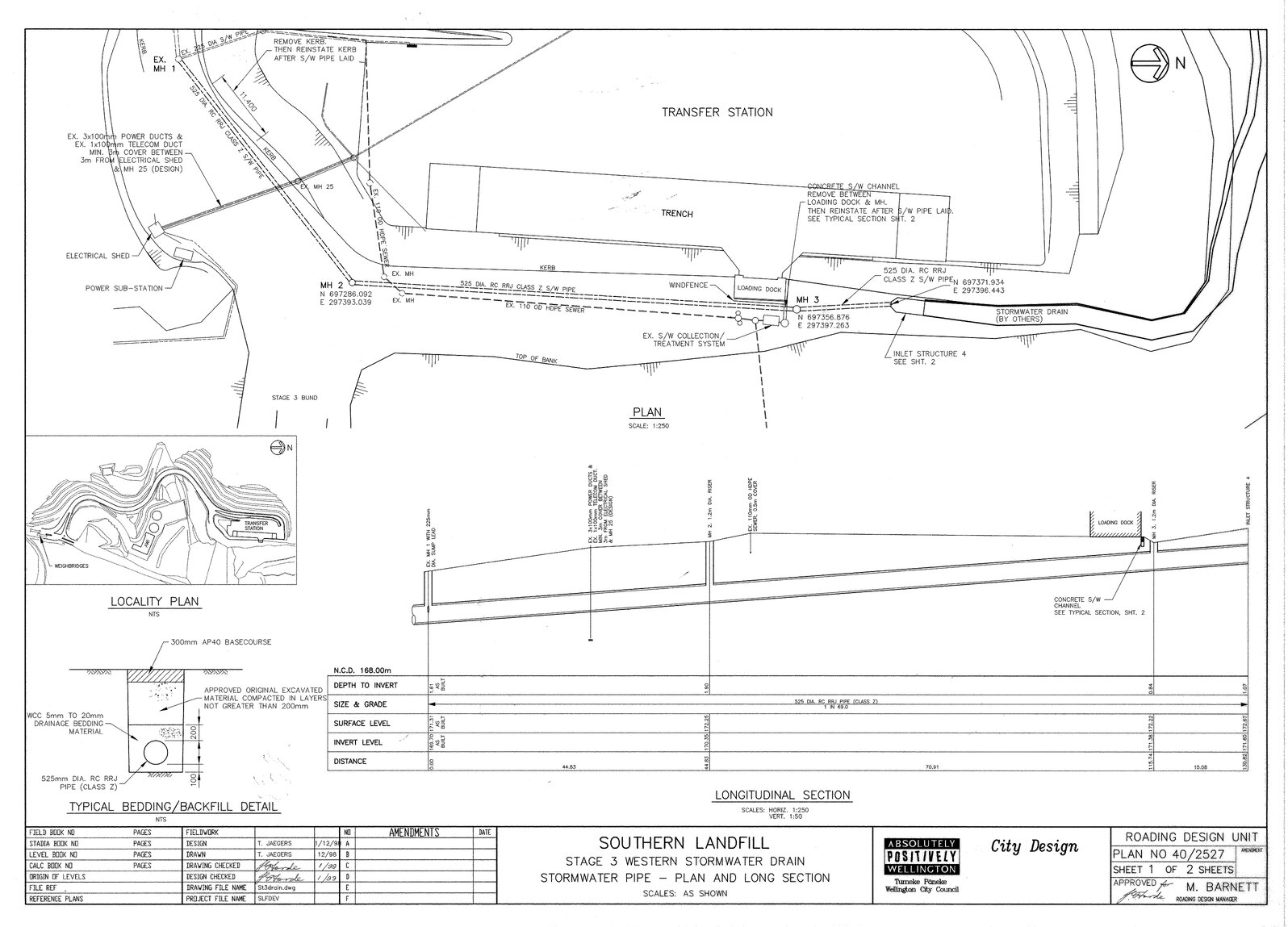 Southern Landfill, Stage 3 Western Stormwater Drain, Stormwater Pipe, Plan &amp; Long Section