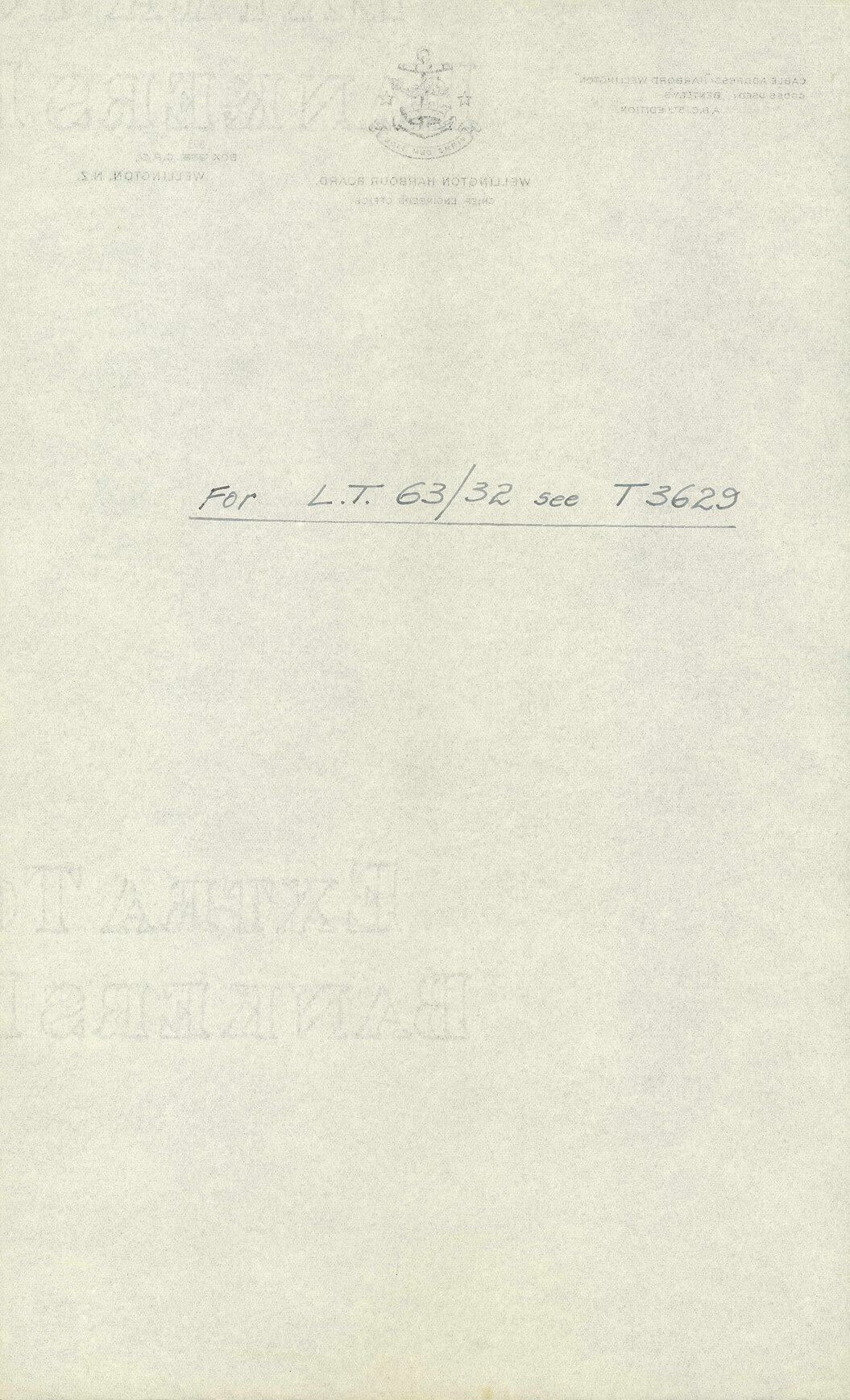 Referral document "For L.T. 63/32 see T3629"