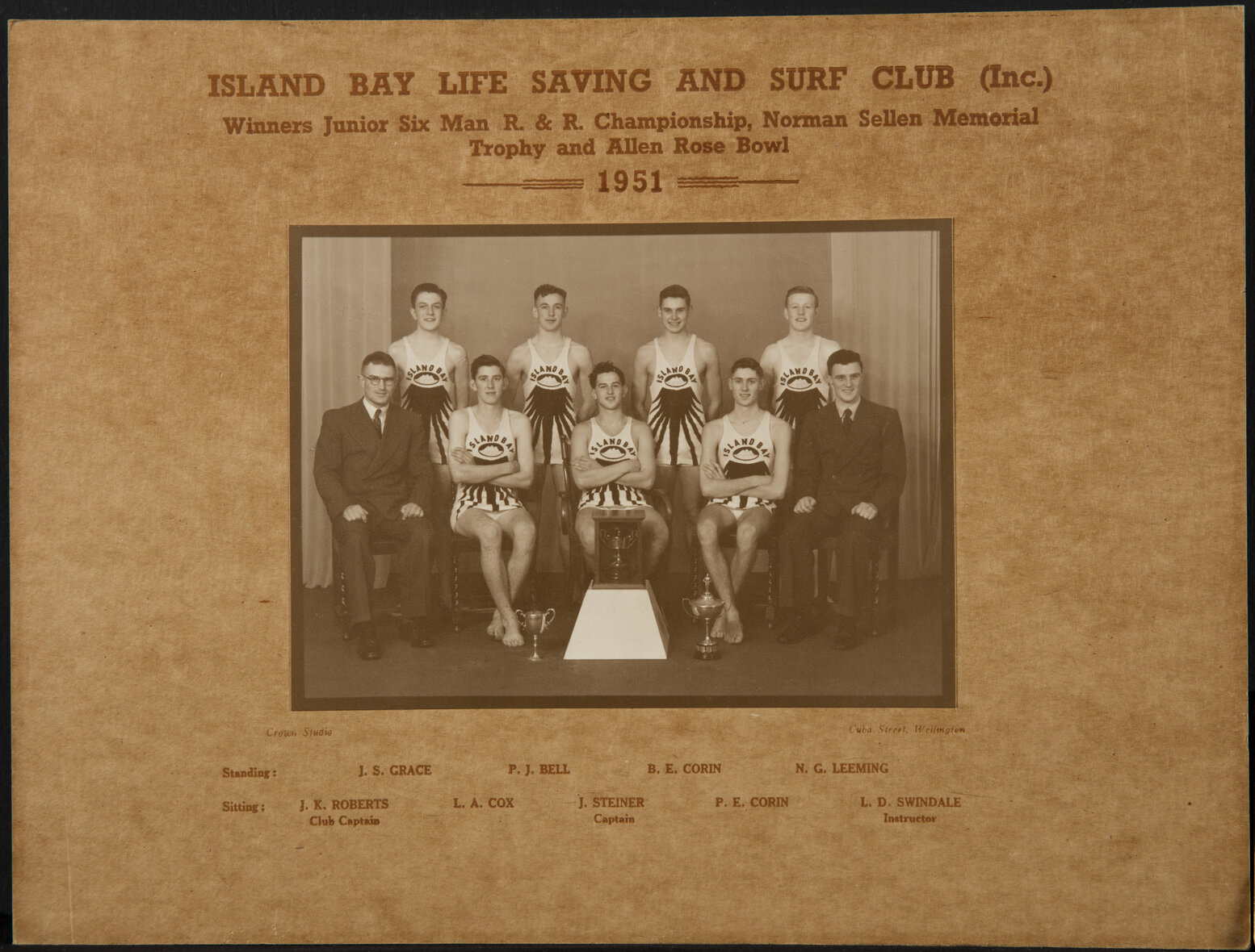 Island Bay Life Saving and Surf Club Inc. Winners Junior Six Man Rescue and Resuscitation Championship, Normal Sellen Memorial Trophy and Allen Rose Bowl, 1951