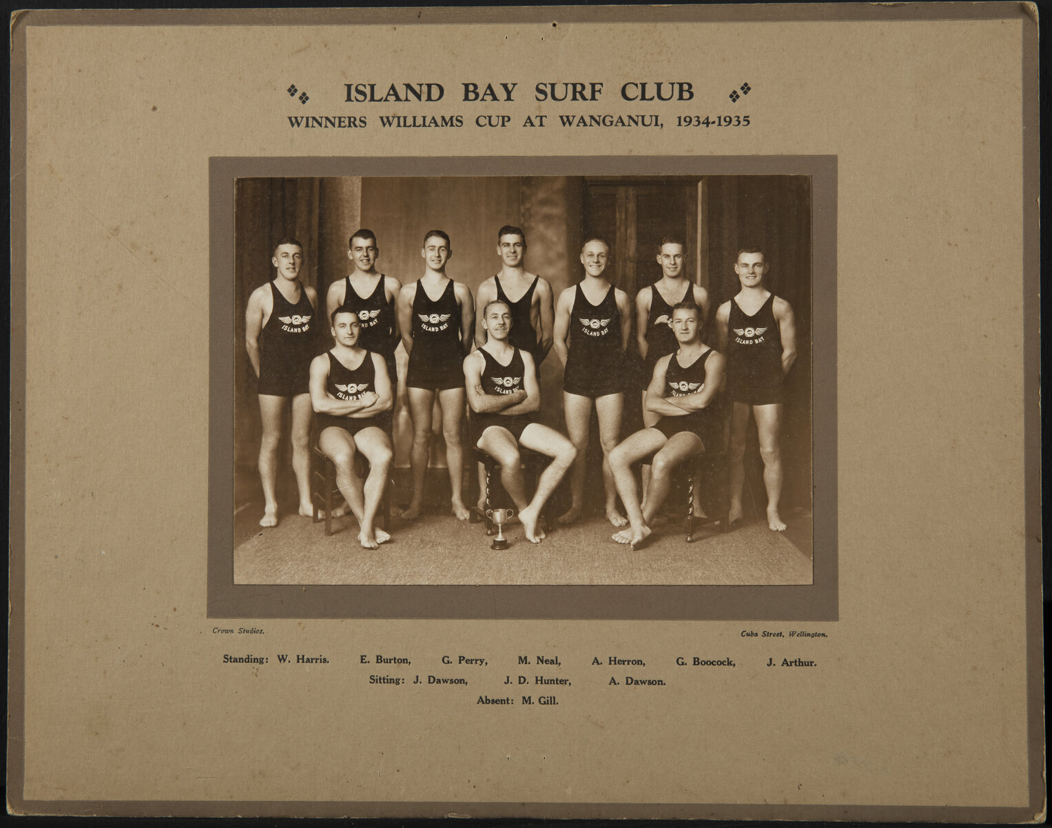 Island Bay Surf Club, Winners Williams Cup at Wanganui, 1934-1935