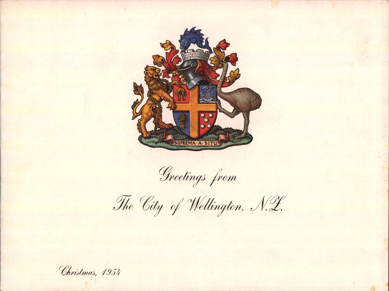 Greetings from the City of Wellington, New Zealand, Christmas 1954