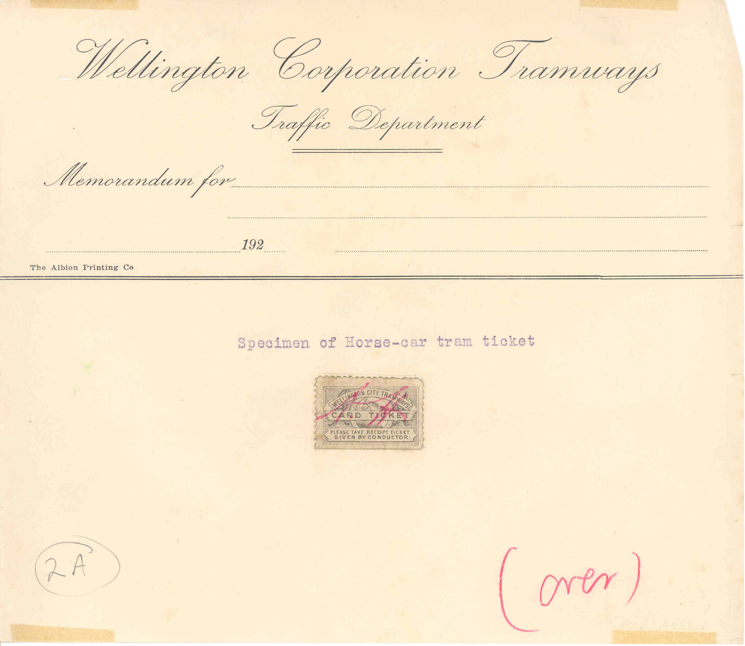 Specimen of Horse-car Tram Ticket