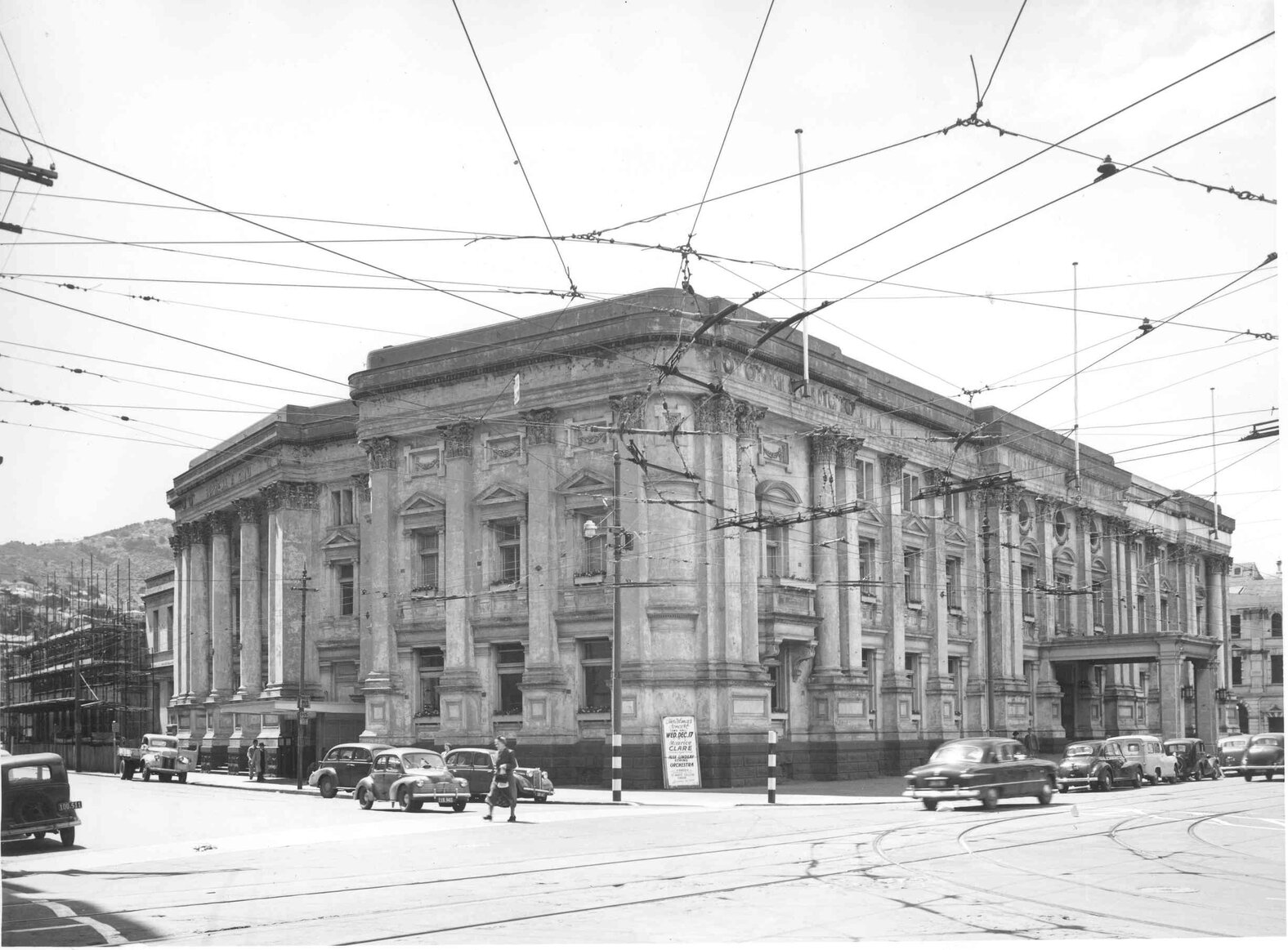 Tram wires outside the Town Hall