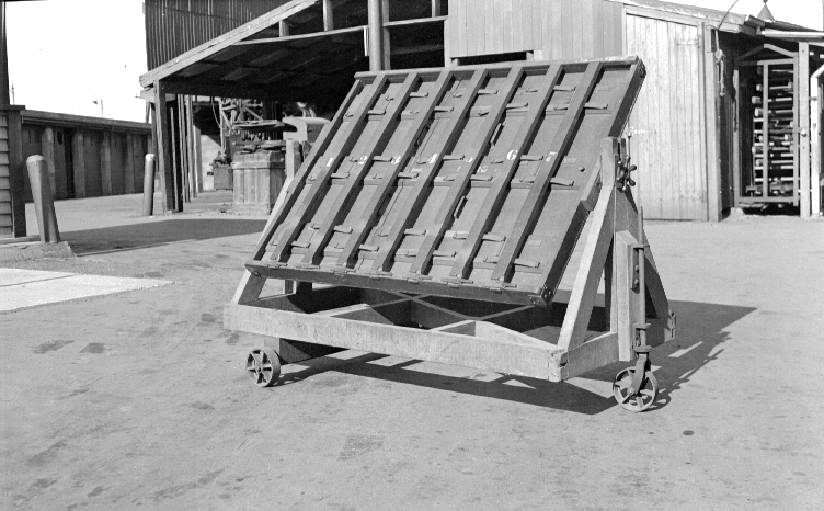 Unidentified machinery outside workshops