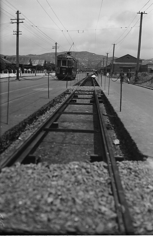 Kilbirnie, tram tracks under repair