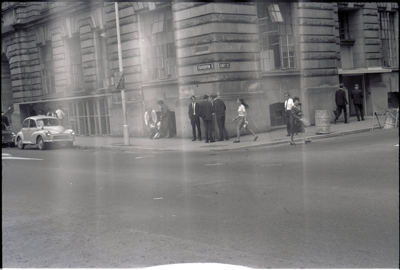 Full coverage of all sides of G P O, Panama Street, G P O footpath, streetscape, Featherston Street, G P O footpath