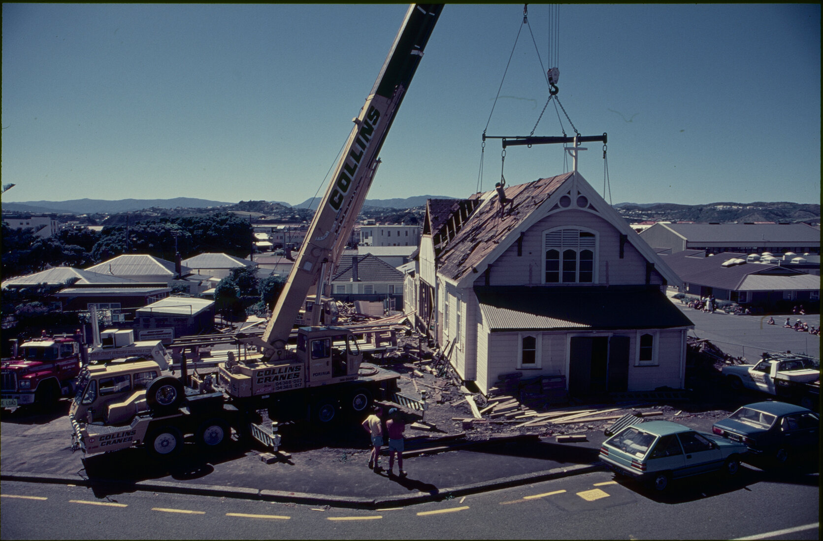 City Scapes - Suburbs, church being shifted from Childers Terrace, Kilbirnie