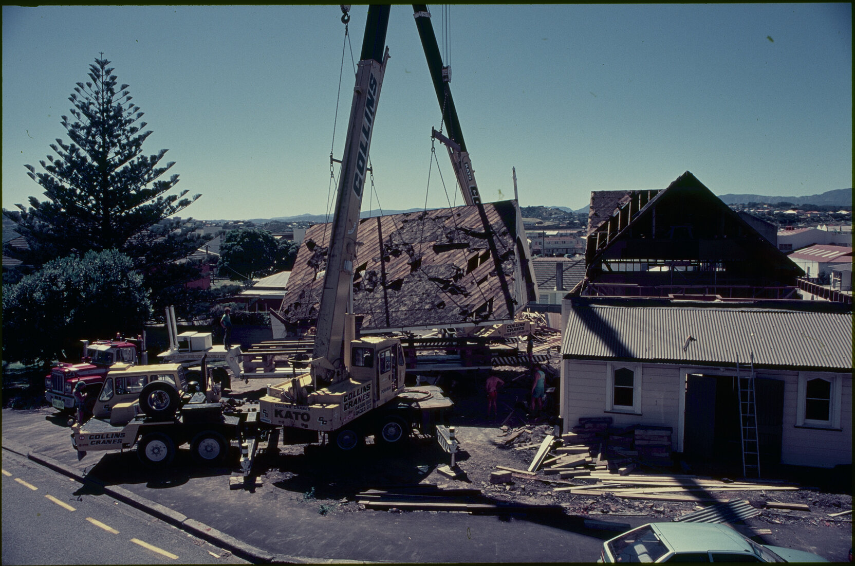 City Scapes - Suburbs, church being shifted from Childers Terrace, Kilbirnie