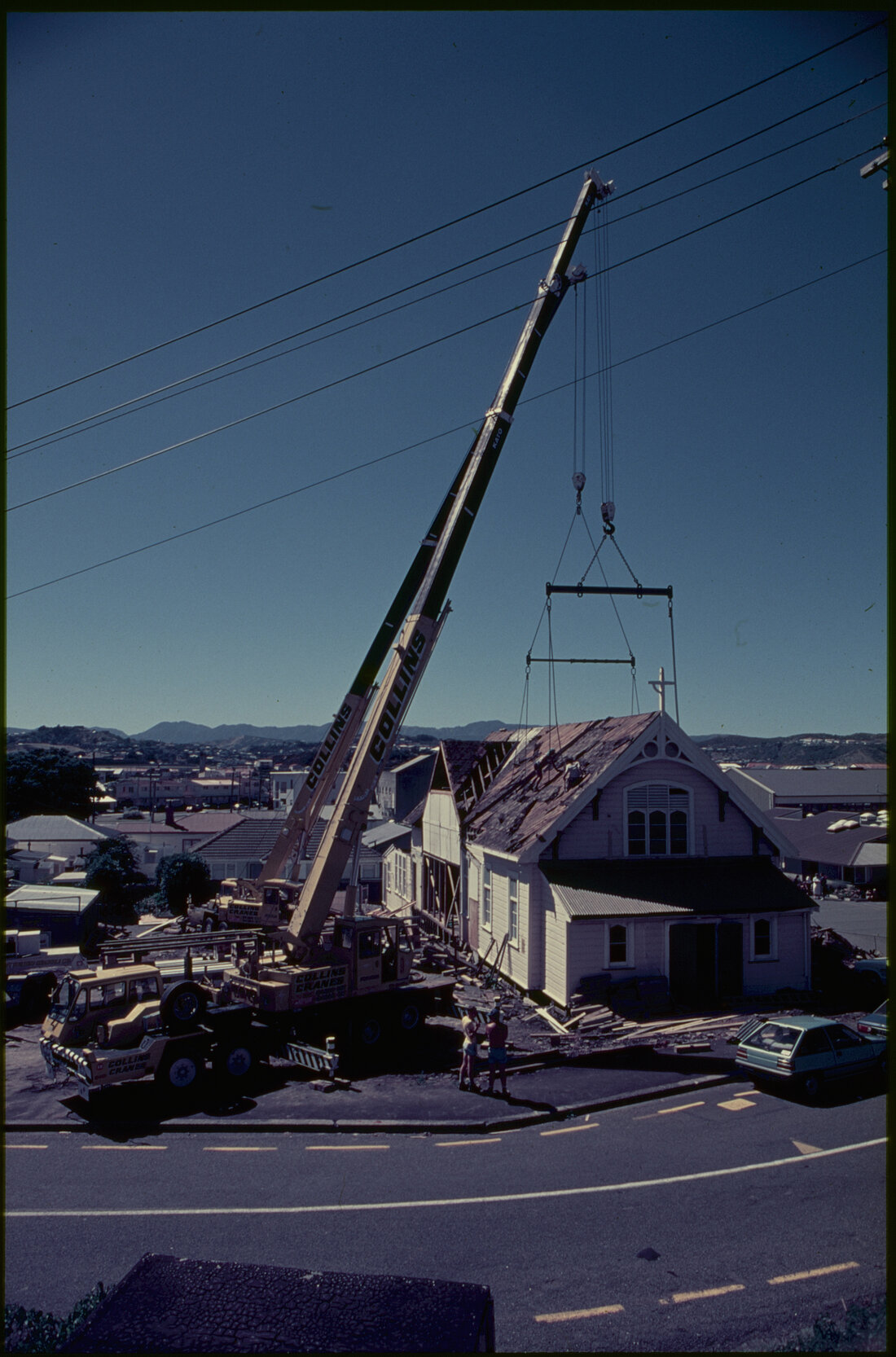 City Scapes - Suburbs, church being shifted from Childers Terrace, Kilbirnie