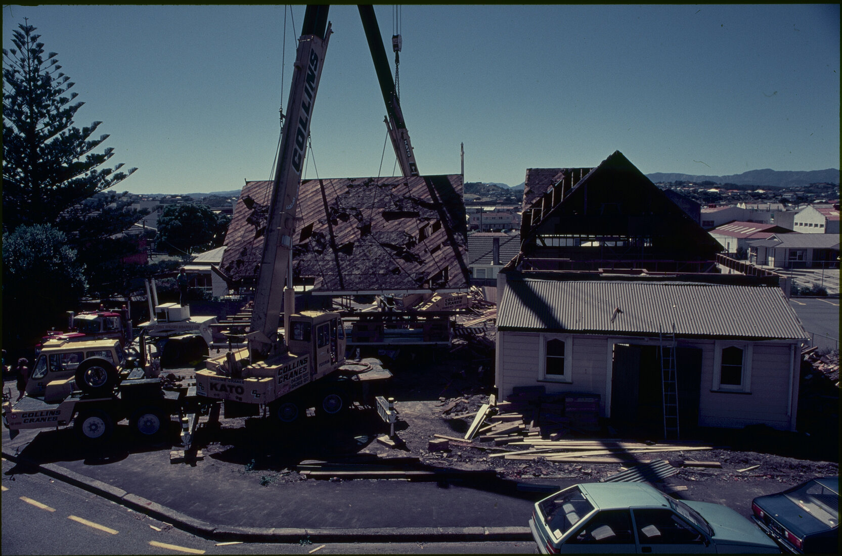 City Scapes - Suburbs, church being shifted from Childers Terrace, Kilbirnie