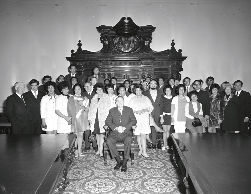 Maori Concert Party for Expo '70. Inia Te Waita (with beard), center of group