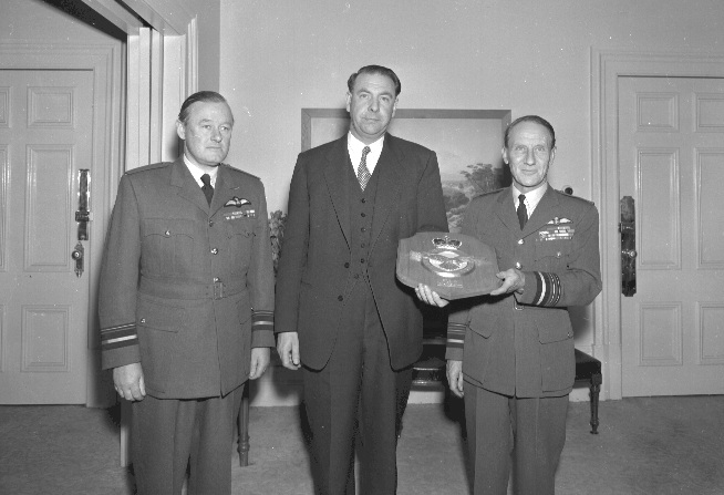 Air Marshall Sir Denis Barnett, with Mayor Kitts